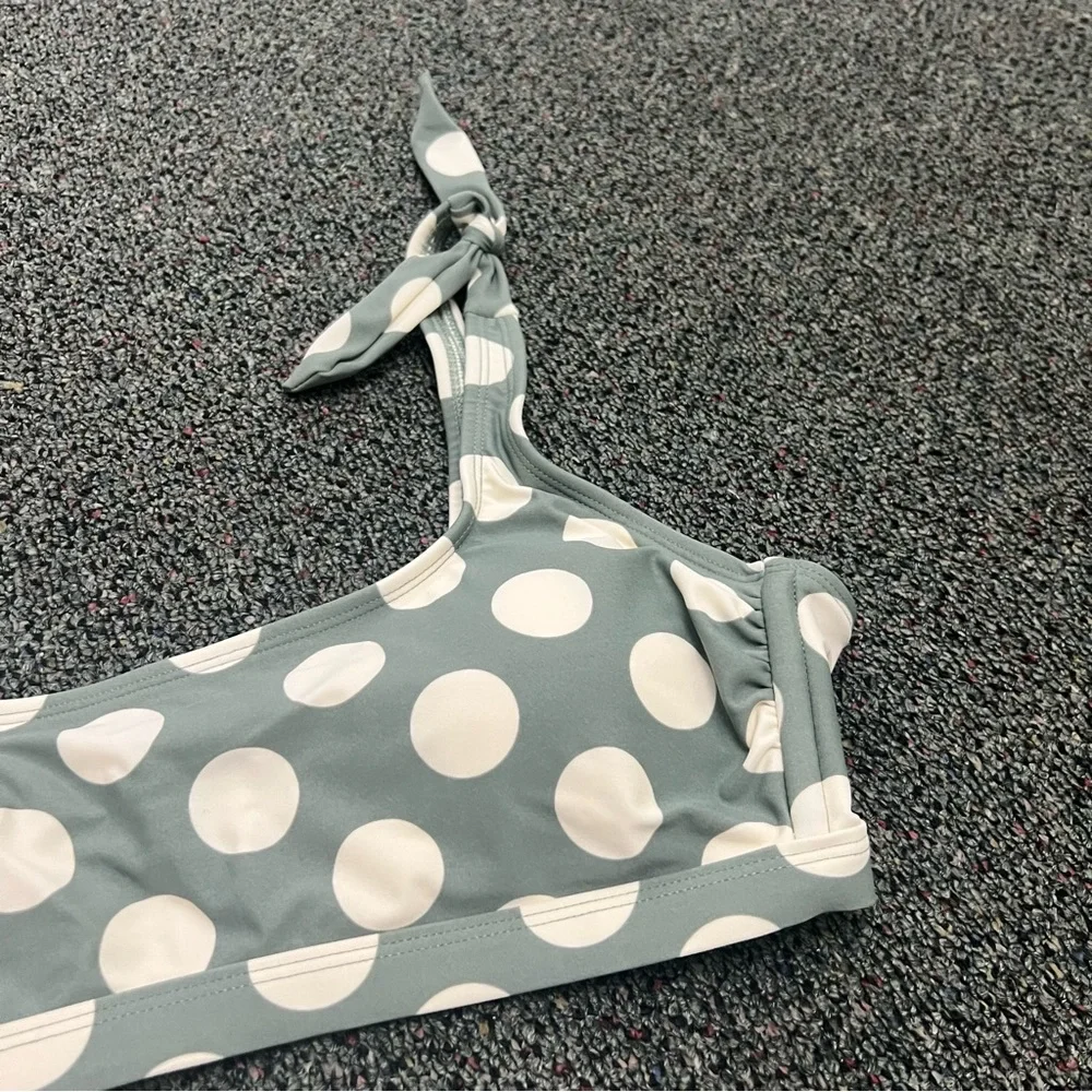 TARGET Green & White Polka Dot Bow Tie Shoulder Retro Bikini Top Removable Cup L - Picture 8 of 16